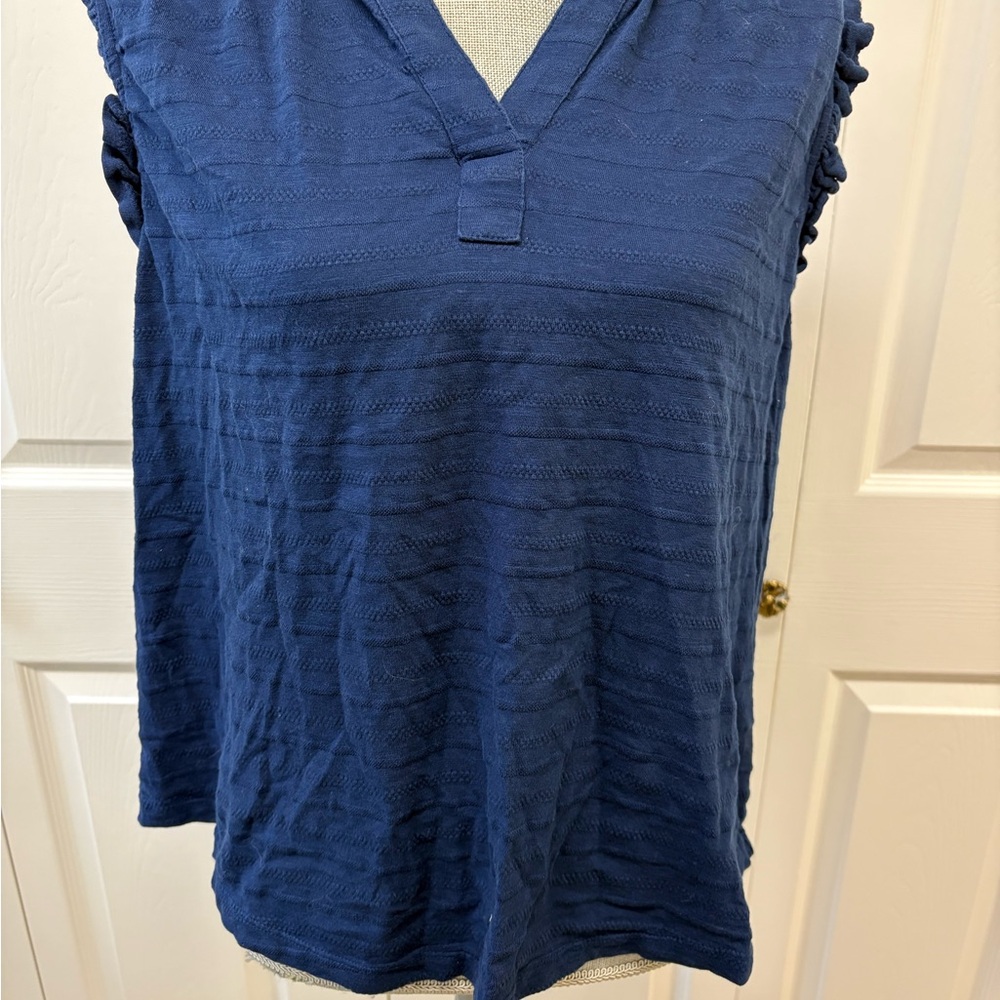 St. John's Bay Navy Textured V-Neck Short Sleeve Top